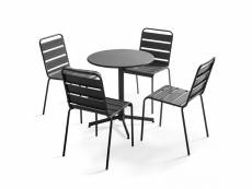 Ensemble table de jardin ronde et 4 chaises anthracite