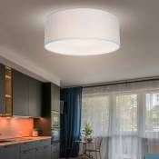 Etc-shop - Plafonnier salle à manger rond plafonnier textile gris lampe de salon 3 flammes moderne, couvercle blanc, 3x E27, DxH 40 x 16,5 cm