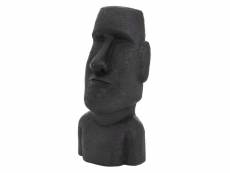 Figure de tête de l'île de pâques anthracite, 26,5x19x53,5 cm, résine de pierre moulée 300001243