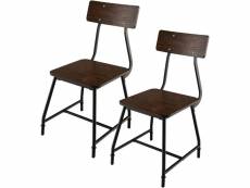 Giantex lot de 2 chaises de salle à manger/chaise cuisine avec structure en métal, pour cuisine, coin repas, restaurant, marron