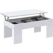Habitdesign 001640 a – table basse relevable, Petite table de salle à manger, Dimensions 43 x 1,02 x 50 cm de fond.