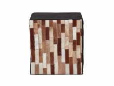 Homescapes pouf carré cuir à carreaux marron et noir 36 x 36 x 38 cm déhoussable SF1536