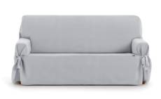 Housse de canapé 3 places avec des rubans gris clair
