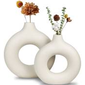 Jusch - Vase en céramique blanche, vase moderne pour