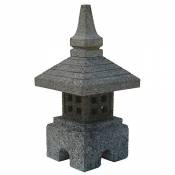 Lampe de temple, pagode Bali, carrée, h 40 cm, pierre