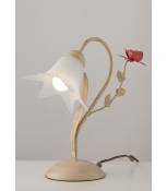 Lampe Design Rose 1 ampoule Métal,diffuseur Verre Ivoire