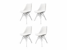 Lot 4 chaises blanches en métal style scandinave - tomy 66087294lot4