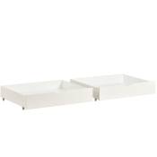 Lot de 2 tiroirs de lit 93x67x17cm - espace de rangement sous le lit en MDF + roulettes au sol - blanc