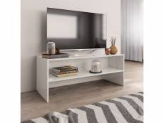 Meuble tv de qualité blanc brillant 100 x 40 x 40 cm aggloméré