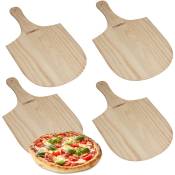 Pelle à pizza en bois, lot de 4, poignée pratique, pour le pain, la pizza et tarte flambée, LxP : 30,5x54 cm, nature