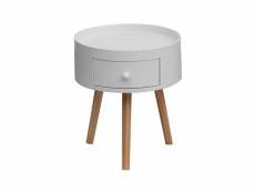 Rebecca mobili table de chevet 1 tiroir ronde en bois blanc moderne pour chambre à coucher RE6714