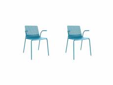 Set 2 fauteuil wire - resol - bleu - acier peint, fibre de verre, polypropylène 560x544x790mm