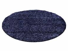 Shaggy - tapis uni rond - bleu foncé 160 x 160 cm