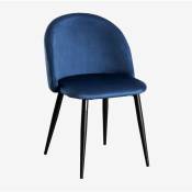 Sklum - Chaise de salle à manger en velours Kana Bleu