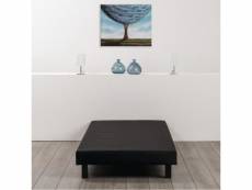 Sommier tapissier a lattes 90 x 190 - bois massif noir + pieds - finlandek rakenne FINLI150008080