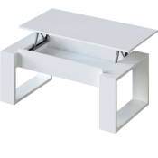 Table basse relevable - Mélaminé blanc - l 105 x