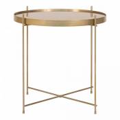 Table basse ronde 48cm en métal doré et verre miroir
