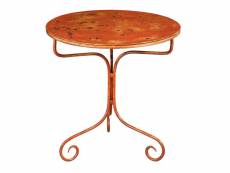 Table en fer forgé avec finition rouge antique