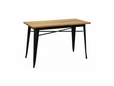 Table industrielle en métal et bois d'orme huilé noir