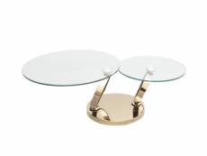 Table olympe plateaux pivotants en verre et piètement acier finition dorée 20100891900