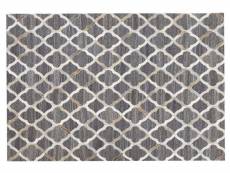 Tapis en cuir et tissu gris et beige 140 x 200 cm rolunay 228815