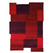 Tapis géométrique design en laine rouge 90x150