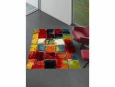 Tapis salon moderne de créateur belo 2 noir, vert, bleu, rouge, orange 80 x 150 cm