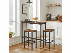 Vasagle ensemble table de salle à manger, table de bar et chaises de bar, table haute et tabouret, cadre en acier, style industriel, marron rustique e