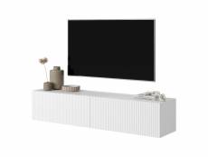Veldio - meuble tv 140 cm blanc avec façade fraisée