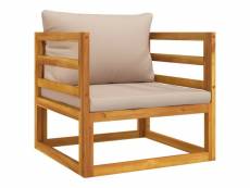 Vidaxl chaise de jardin avec coussins taupe bois massif