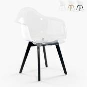 Ahd Amazing Home Design - Chaise fauteuil moderne en polycarbonate transparent avec pieds en bois Arinor Couleur: Noir