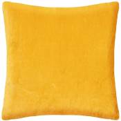 Atmosphera - Coussin Otto velours jaune moutarde 55x55cm