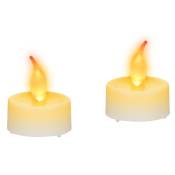 Bougie led flamme jaune lot de 2 bougie de table électrique mariage déco fête piles, blanc - Relaxdays