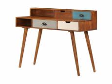 Bureau table meuble travail informatique 110 cm bois d'acacia solide helloshop26 0502115