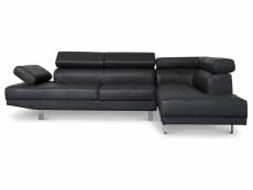 Canapé d'angle droit 5 places simili cuir noir omeg 260 cm