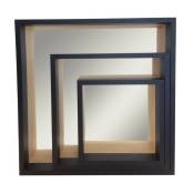 Ceanothe - Set de 3 miroirs étagères en bois - Noir