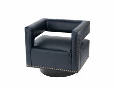 Chaise moderne en cuir avec dossier ouvert 3d et base métallique chaise club en cuir pivotante à 360 degrés pour réception client salon, bleu