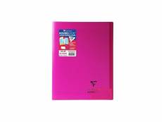 Clairefontaine - cahier piqûre koverbook - 24 x 32 - 96 pages seyes - couverture polypro translucide - rose