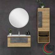Composition de salle de bain 80 cm avec tiroir simple et élément mural Feridras Urban 804003 chêne gris - chêne gris