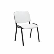 Decoshop26 Chaise visiteur assise rembourrée en simili-cuir blanc BUR10068