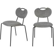 Drawer - Lot de 2 chaises en tissu et métal - Aspen - Couleur - Gris - White Label