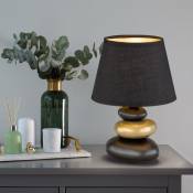 Etc-shop - Lampe de chevet lampe de table lampe de lecture lampe de salon lampe de table, céramique noir textile aspect pierre dorée, 1x E14, d 17 cm