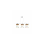 Fabrilamp - Lampe Cloe 3xe14 Blanc/blanc-bois clair Regx55x14 cm