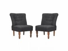 Fauteuil chaise siège lounge design club sofa salon en style français 2 pcs tissu gris helloshop26 1102027par3