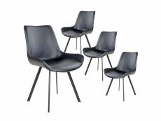 Fiona - lot de 4 chaises incurvées simili cuir noir