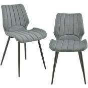 Helloshop26 - Lot de 2 chaise de cuisine salle à manger bureau pour restaurants housse textile pieds en métal siège rembourré 77 cm gris