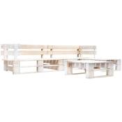 Helloshop26 - Salon de jardin meuble d'extérieur ensemble de mobilier palette 4 pièces bois blanc - Blanc