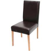 HHG - jamais utilisé] Chaise de salle à manger Littau, chaise de cuisine, similicuir marron, pieds clairs - brown