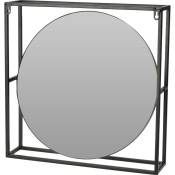 Home Styling - Miroir rond dans cadre loft en métal,