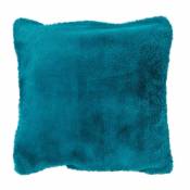 Housse de coussin en imitation fourrure - Bleu Paon - 45 x 45 cm
